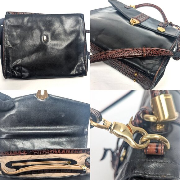 BRAHMIN Julia Rose Black Leather Lady Tuscan Shoulder BAg - Picture 9 of 13
